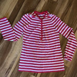 Gap coral & white striped long sleeve t-shirt